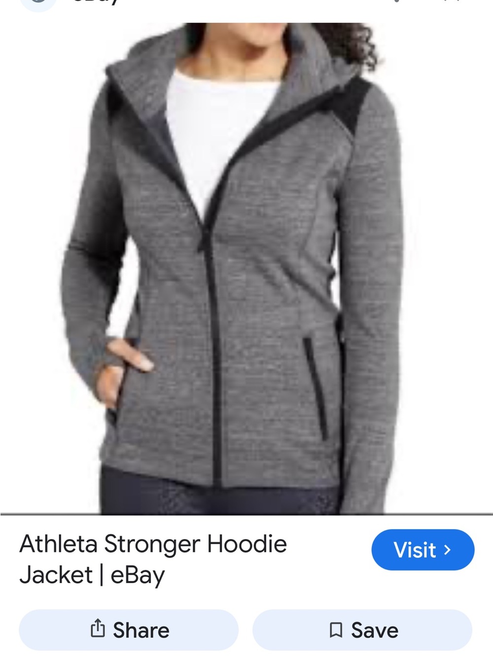 Athleta Heather Stronger Zip Hoodie Jacket with Black Trim